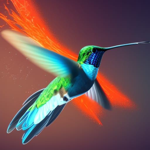 Hummingbird in Flight: Hyperdetailed Concept Art