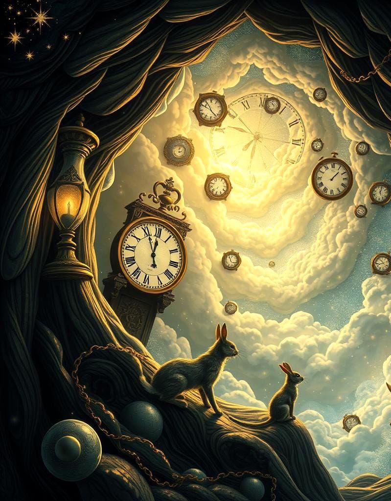 Alice in Wonderland's Descent Through Time and Space