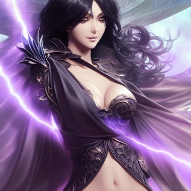 Lightning-Clad Woman with Butterfly in Digital Art