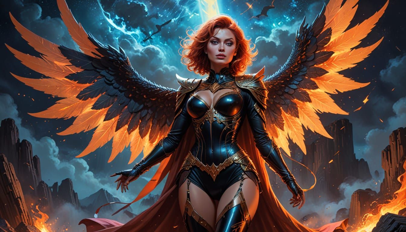 Fallen Angel Warrior Sophia Loren in Comic Art Style