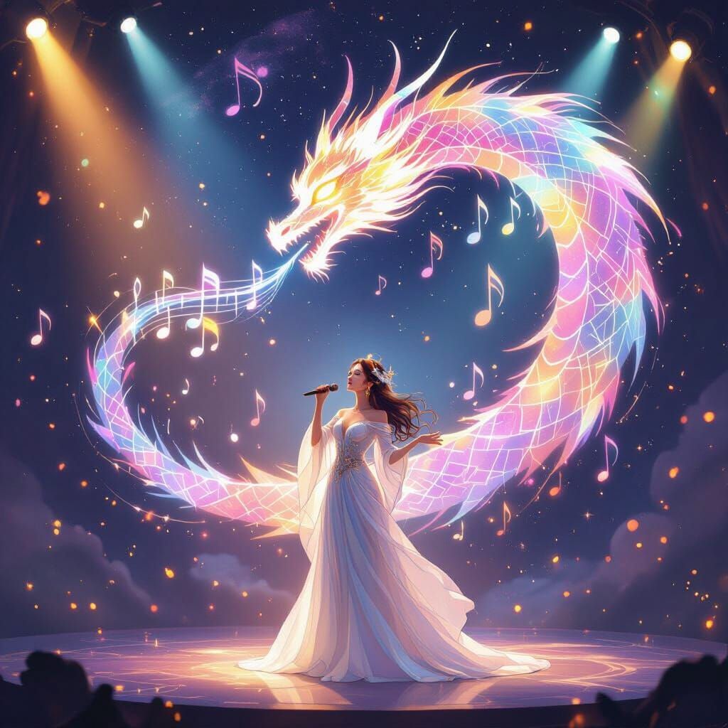 Magical Singer's Song Creates Celestial Dragon Art