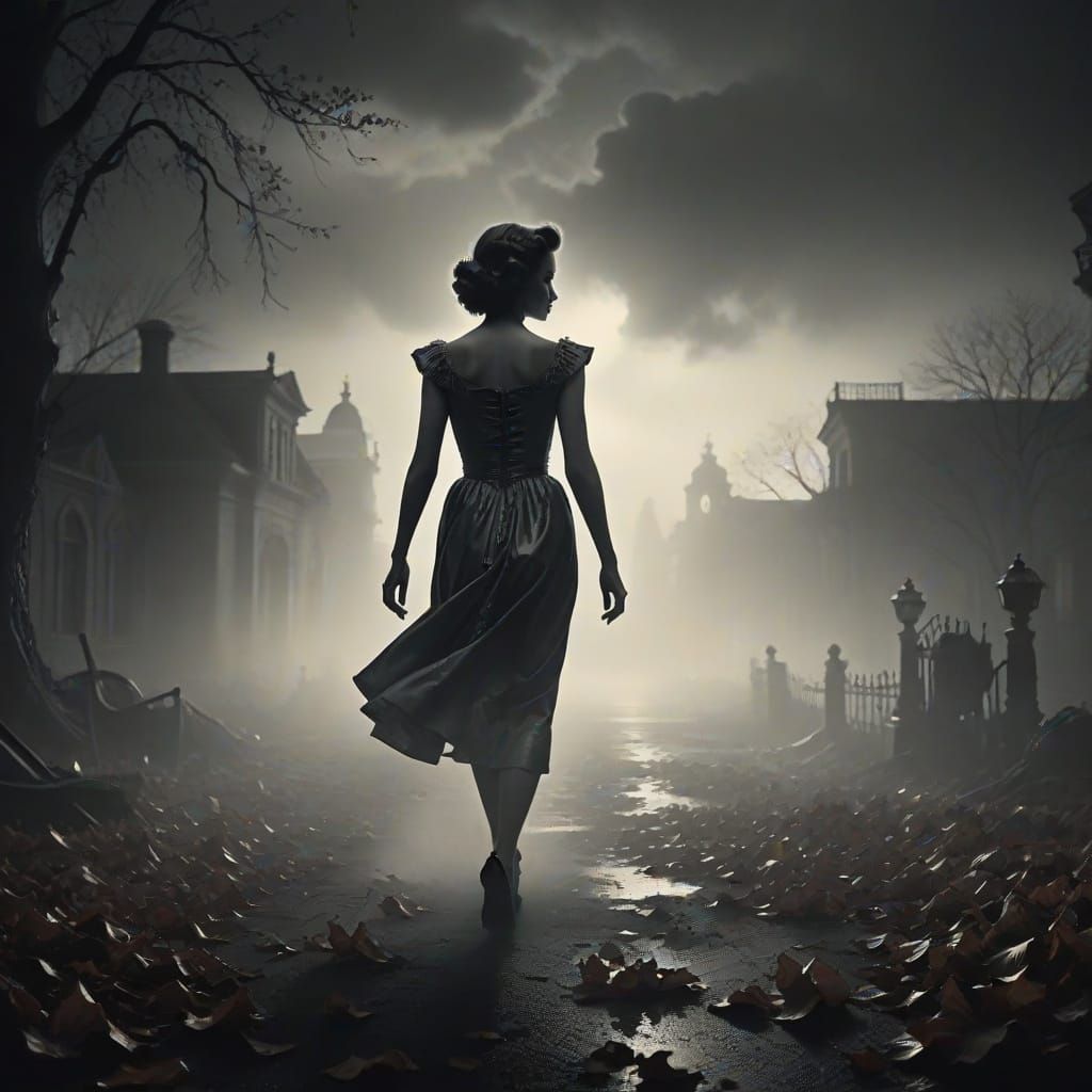 Mysterious, Glowing Soul Walks Through Desolate Landscape in...