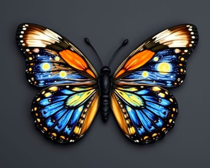 Starry Night Butterfly in Vibrant Colors