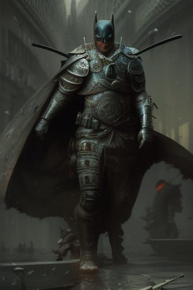 Samurai Batman in Comic Book Art Style