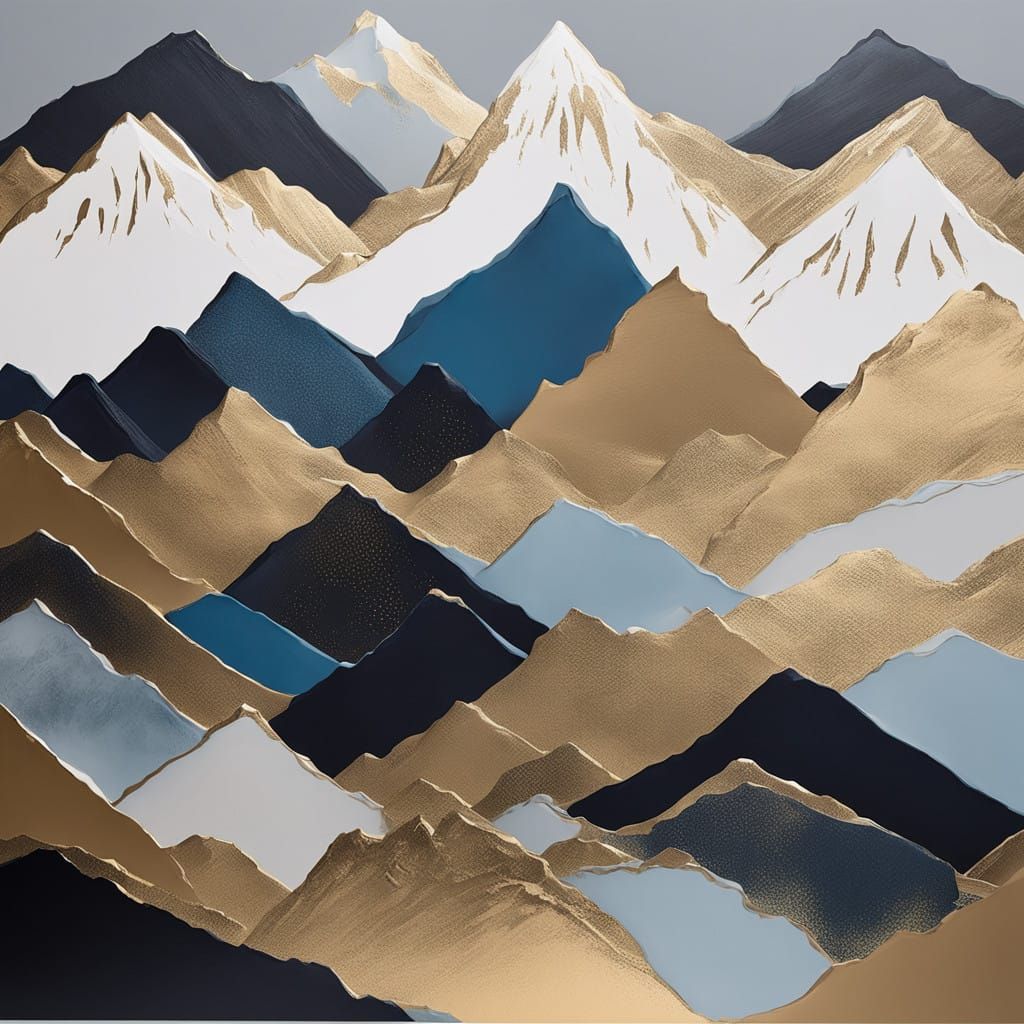 Surreal Mountain Landscapes in Abstract Acrylic Style