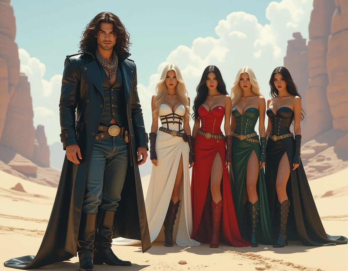 Dreamscape: Man and Women in Futuristic Landscape