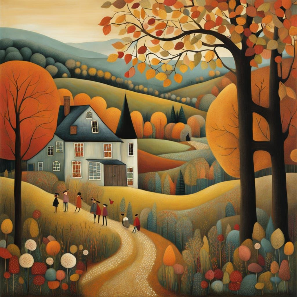 Charming Autumn Landscape Painting