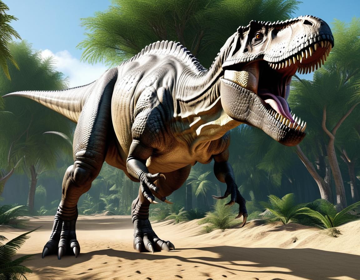 Realistic Tyrannosaurus Rex in Cretaceous Landscape