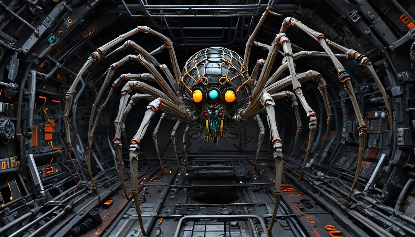 Cybernetic Monster Strolls Through Neon Tube Universe