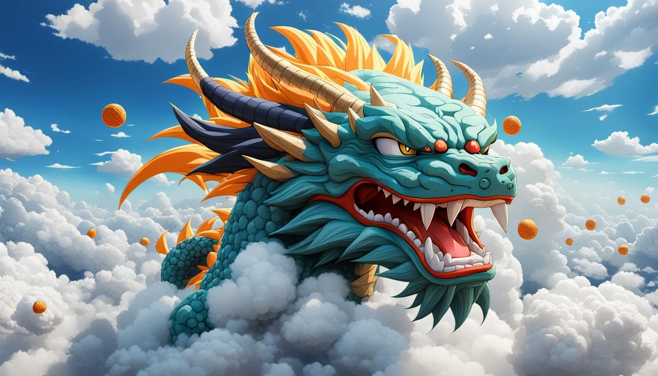 Dragon Ball Z Dragon Soaring Through Clouds