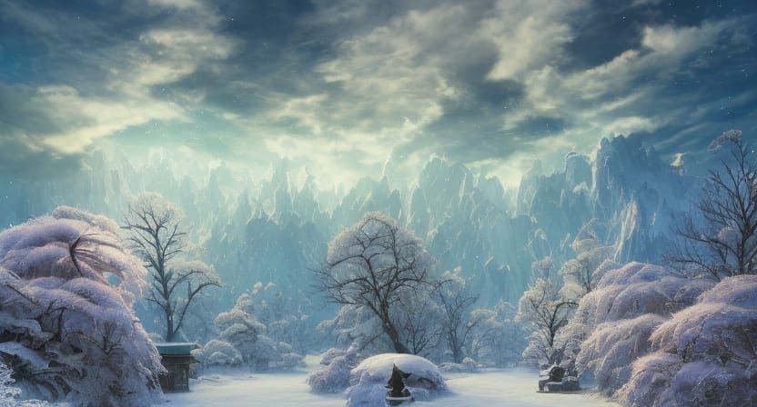 Epic Winter Landscape Inspired by Anime Masters