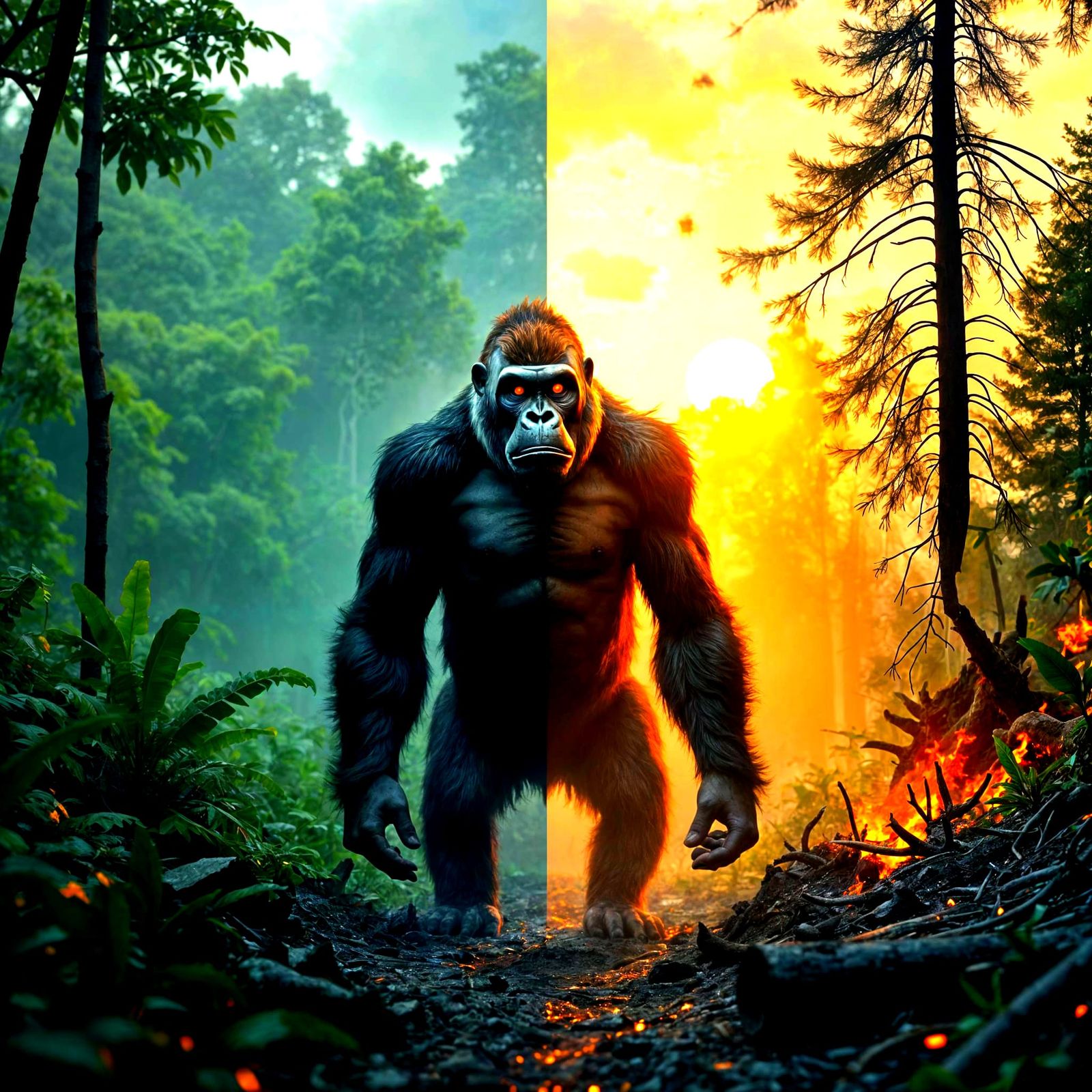 Gorilla: Jungle Paradise vs. Wasteland Dystopia