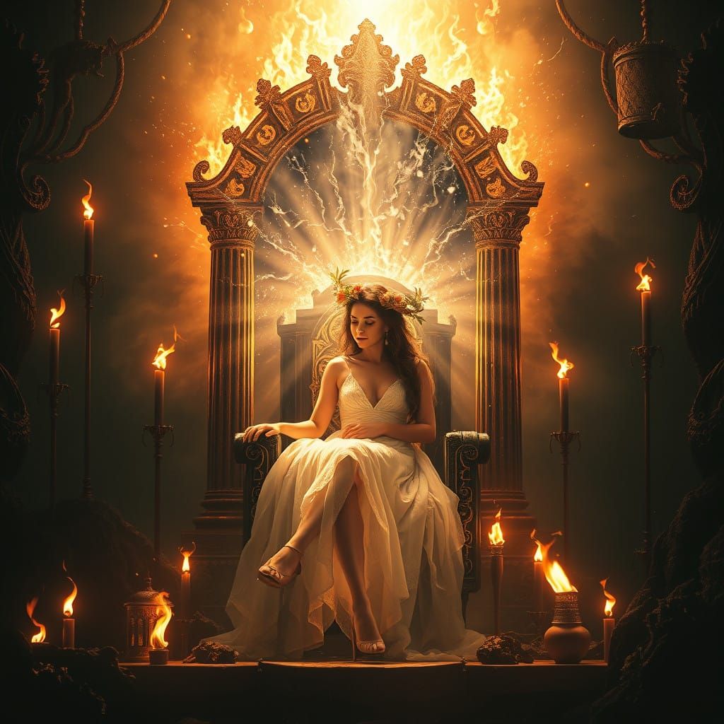 Persephone in Ethereal Glow, Underworld to Spring