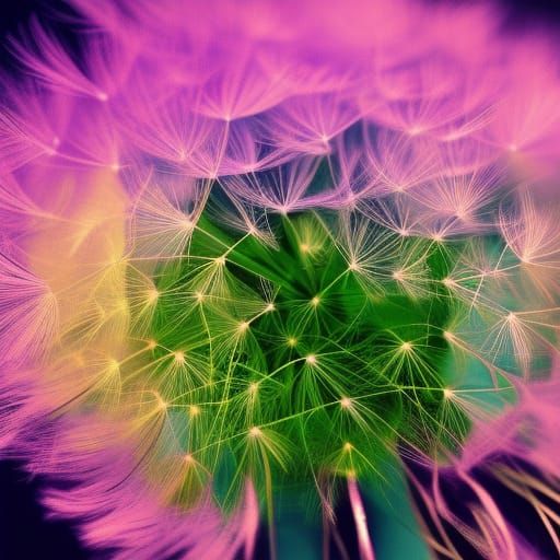 Dandelion in Warhol Style with Vivid Colors