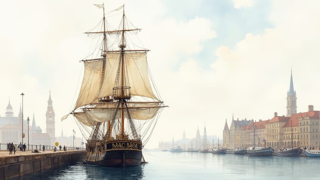 Historical Sailing Ship in Harbor