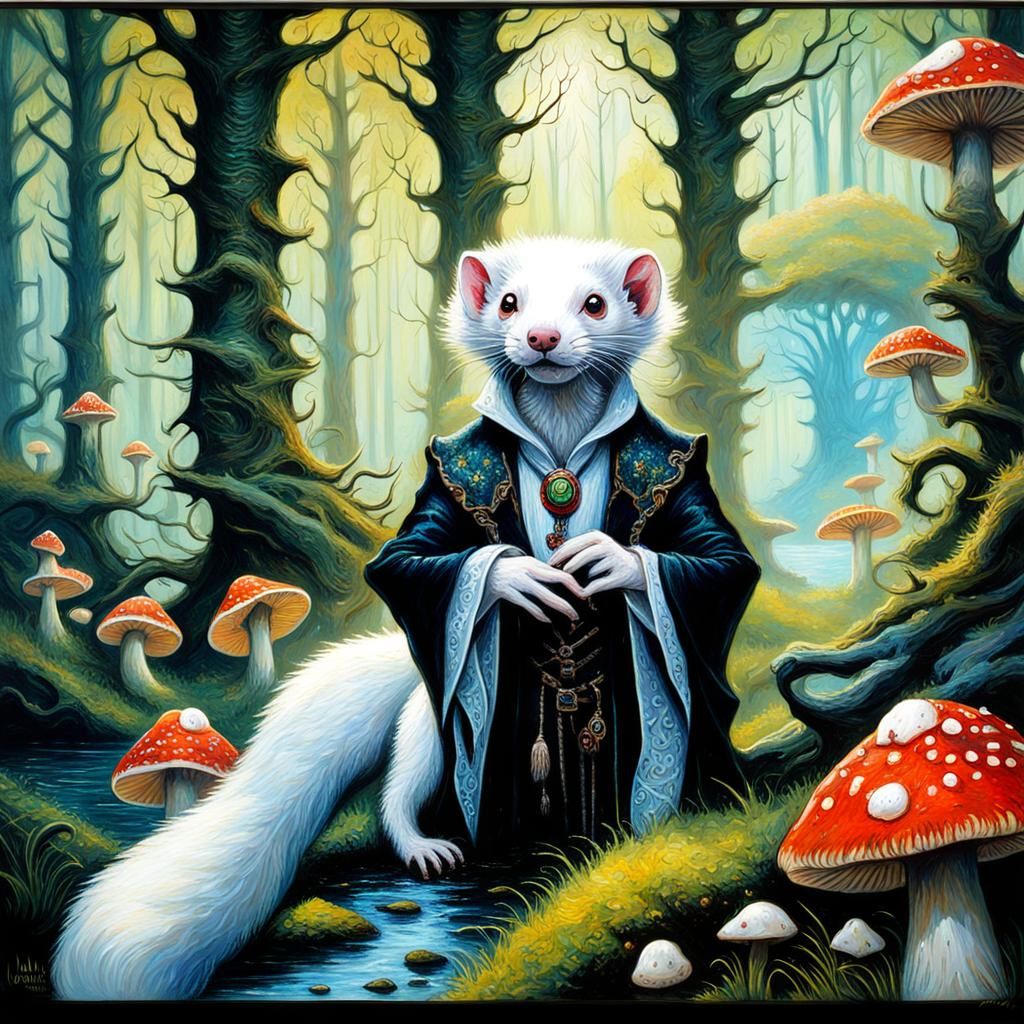 Magical Ferret in High Gothic Tim Burton Style