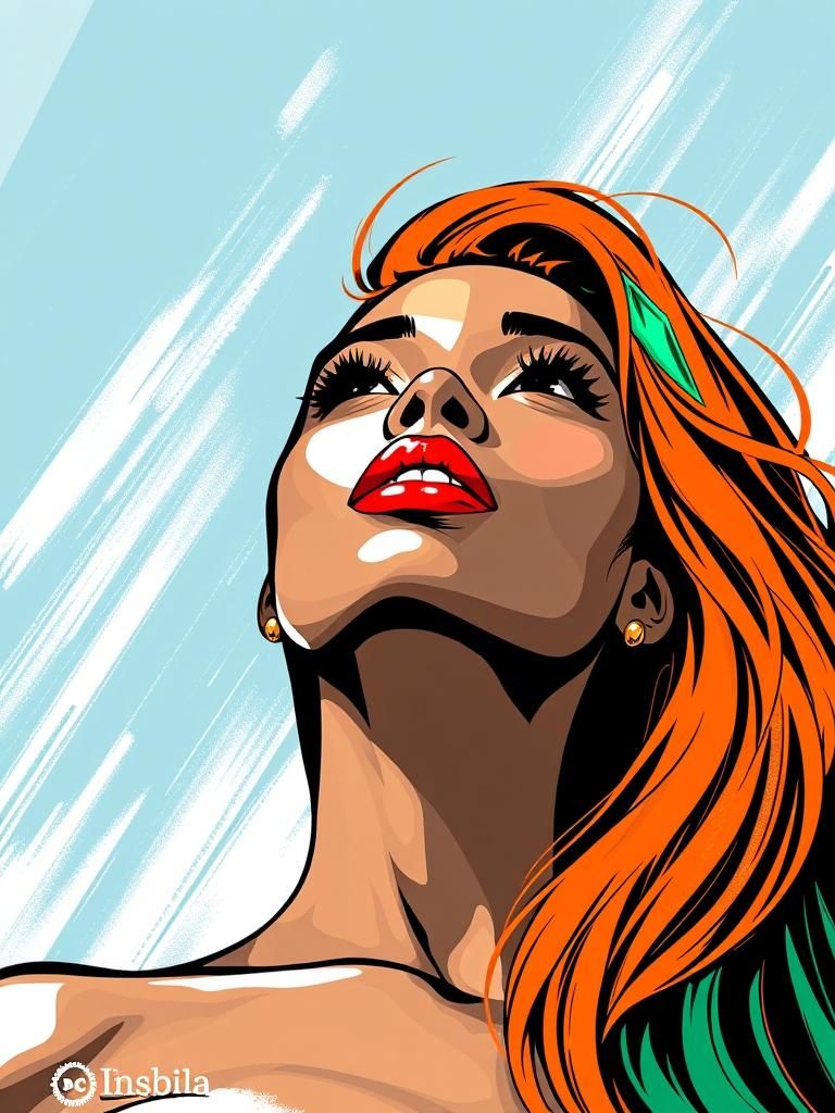 Comic Book Style Vector Art: Woman with Colorful Hair