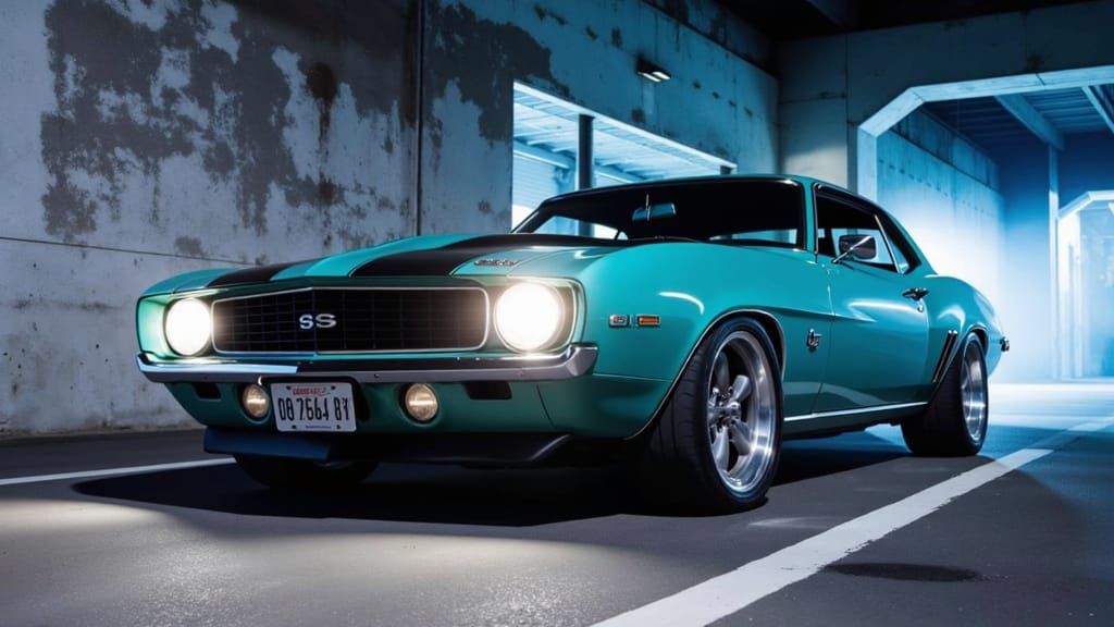 Stocky Slavic Man and Camaro in Alleyway