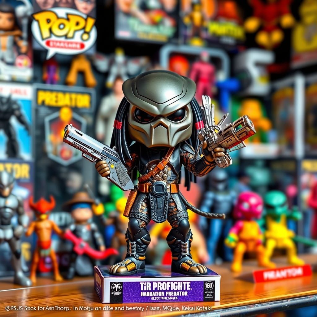 Predator Funko Pop Action Figure Box in Vibrant Digital Pain...