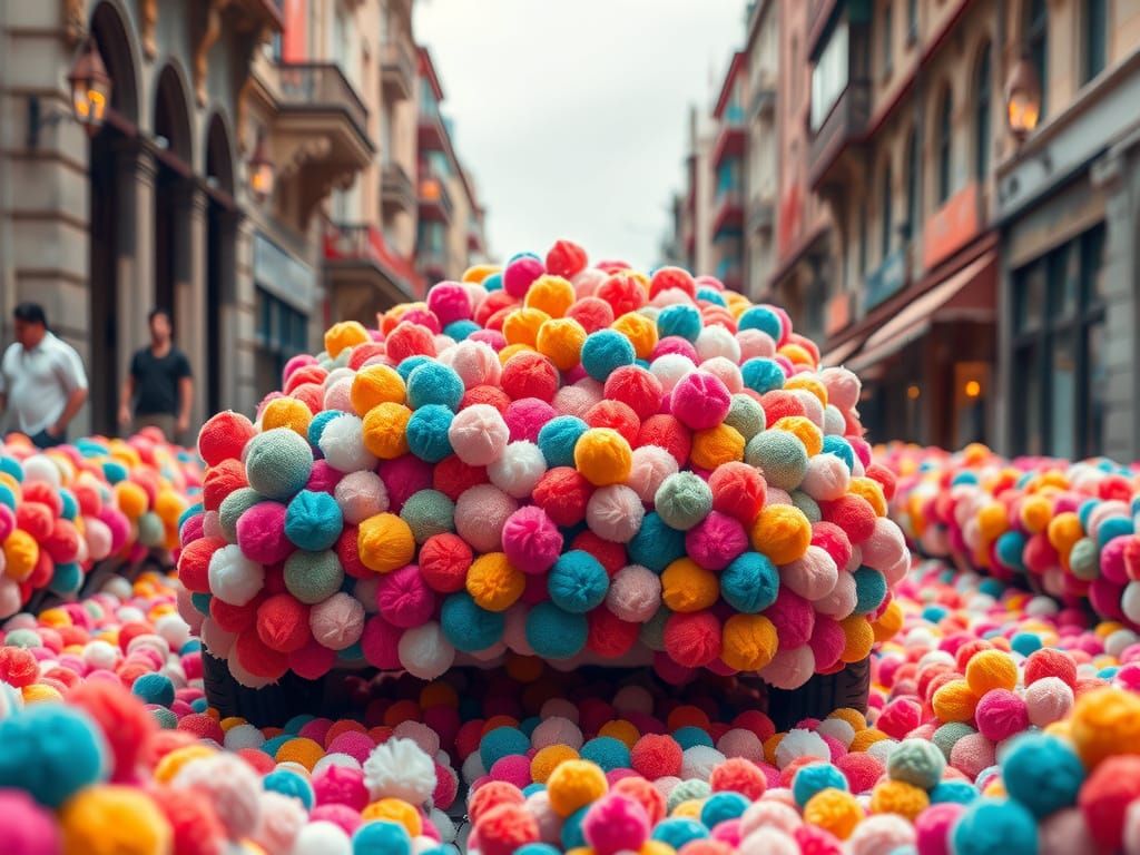 Pom Pom Car Portrait in Hyperrealistic Detail