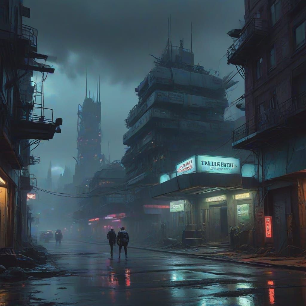 Dark Gothic Sci-Fi Masterpiece in Cyberpunk Style