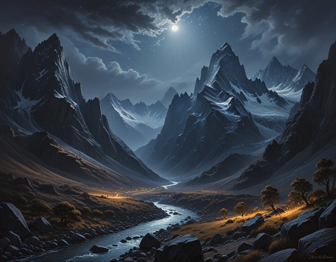 Andes Mountains Under Full Moon Glow