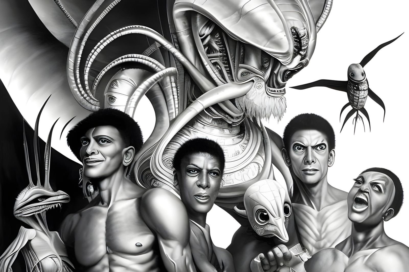 Cartoon Aliens Inspired by Sci-Fi Art, 3D Render