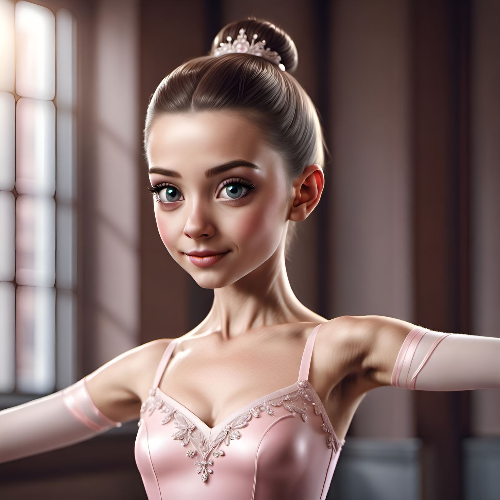 Beautiful Ballerina in CGI Cartoon Portrait
