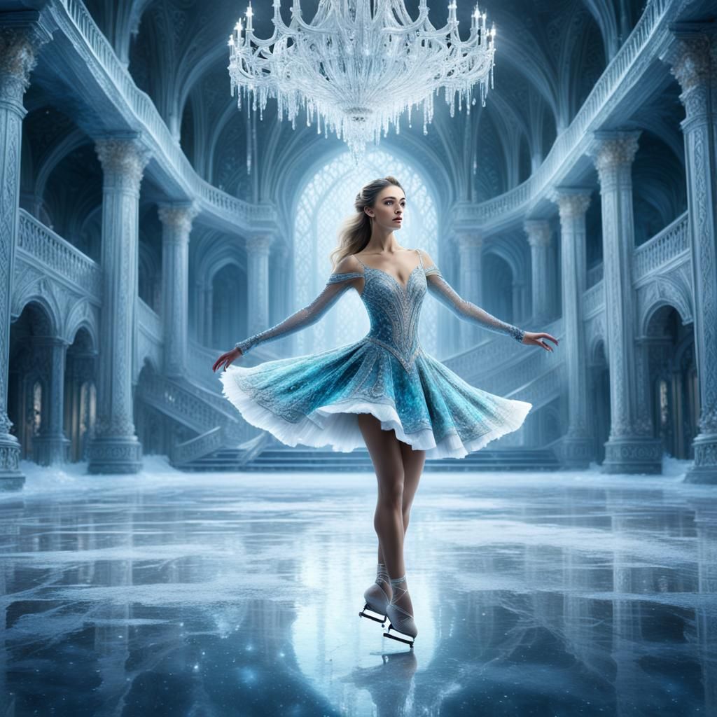 Elegant Figure Skater in Ice Palace