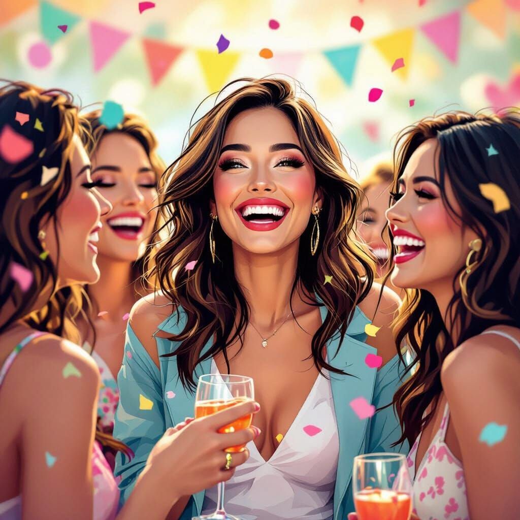 Joyful Hen Party Celebration with Friends in Vibrant Style