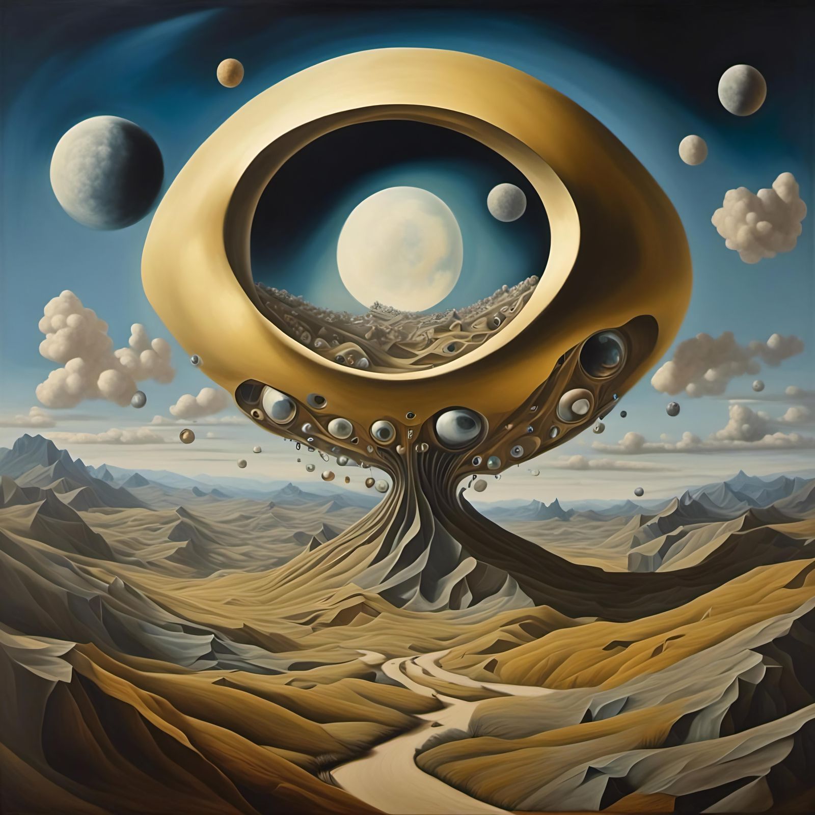 Surreal Moonscape Inspired by Salvador Dali