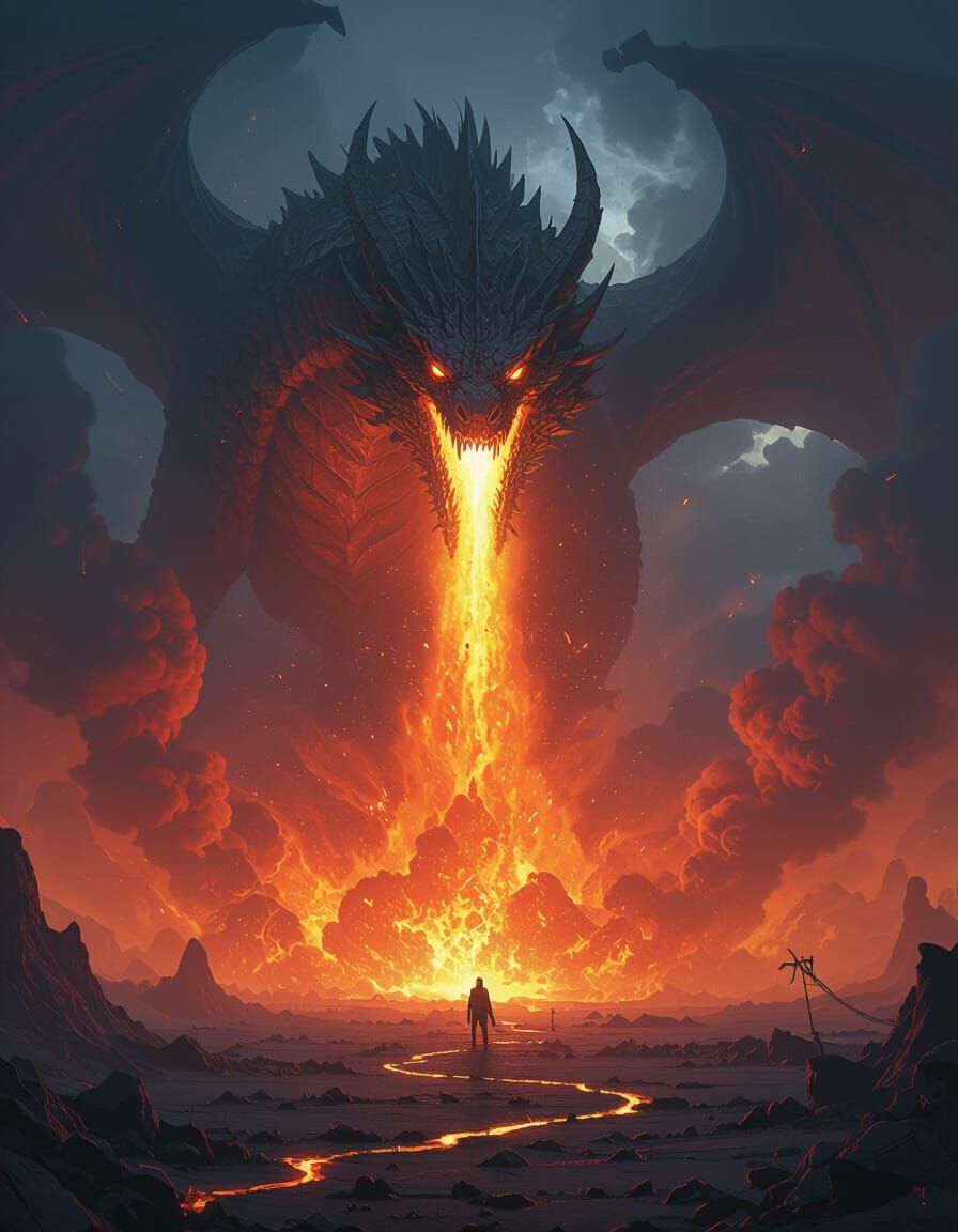 Ferocious Dragon Erupts in Volcanic Dystopia
