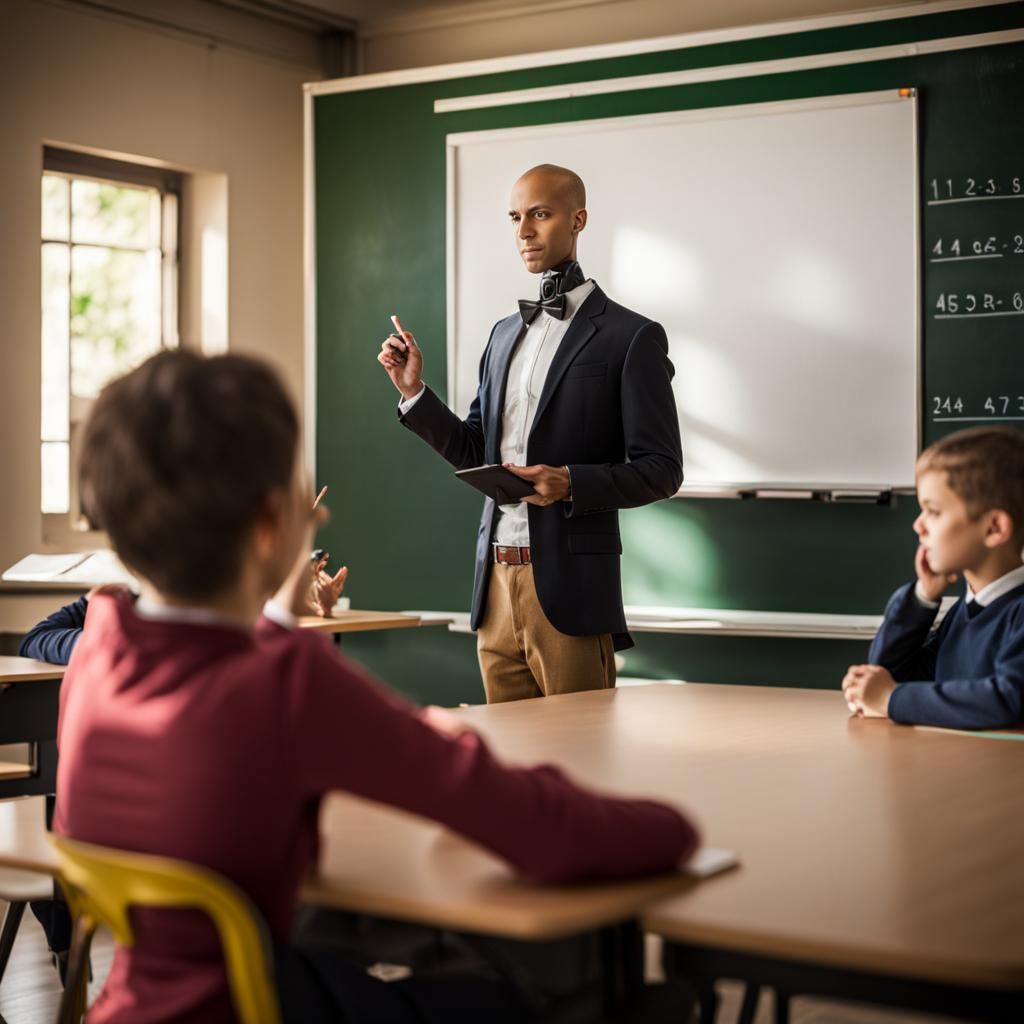 Humanoid Teacher Leading a Math Class