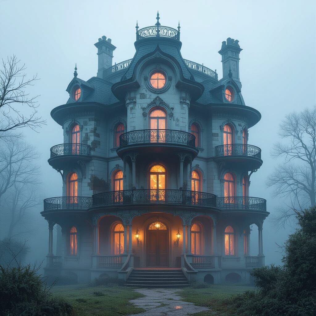 Mythical Alien Mansion with Ethereal Fantasy Qualities