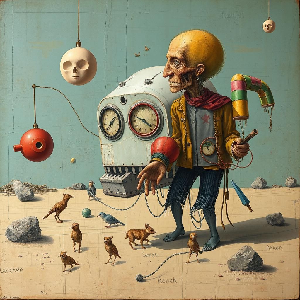 Abstract Surreal Mixed Media Composition