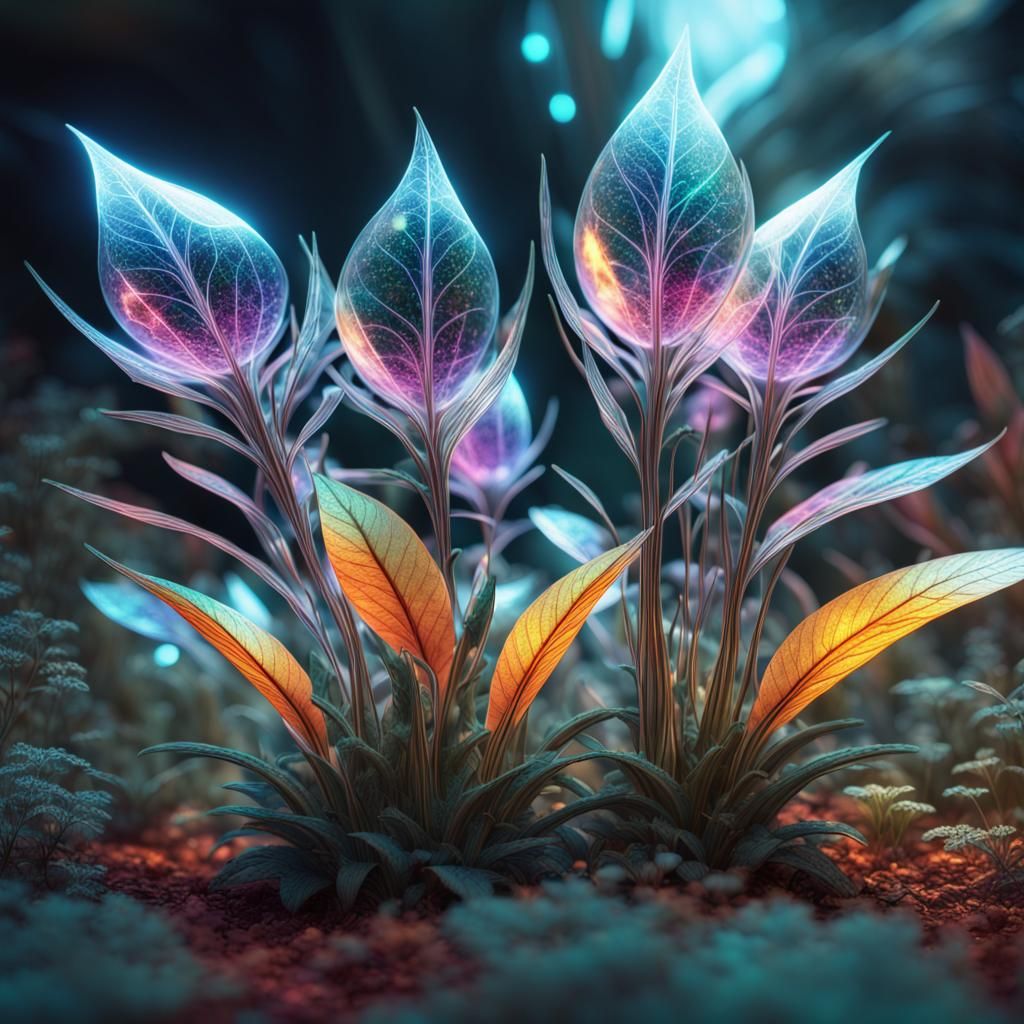 Neo-Futuristic Magical Plants with Ethereal Flowers