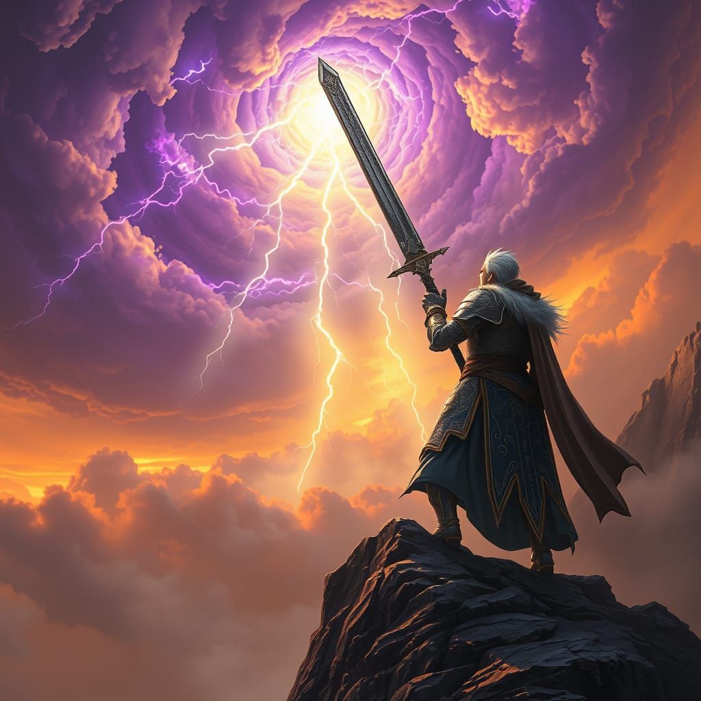 Mystical Knight Unleashes Dark Lightning Amidst a Tempestuou...