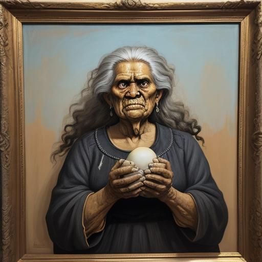 Grotesque Woman with Eggs in Orozco Style