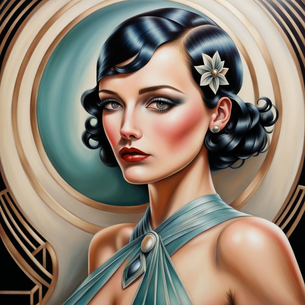 Art Deco Oil Painting with Airbrush Effects