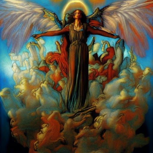 Heavenly Vision in Surreal Art Nouveau Style