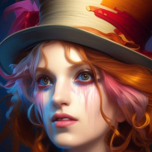 Hyperdetailed Mad Hatter Portrait in Art Nouveau Style