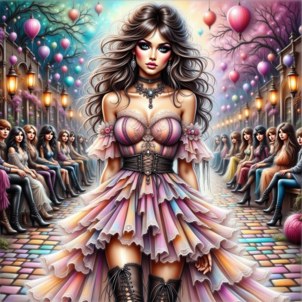 Ethereal Fashion Model Struts Down Whimsical Catwalk