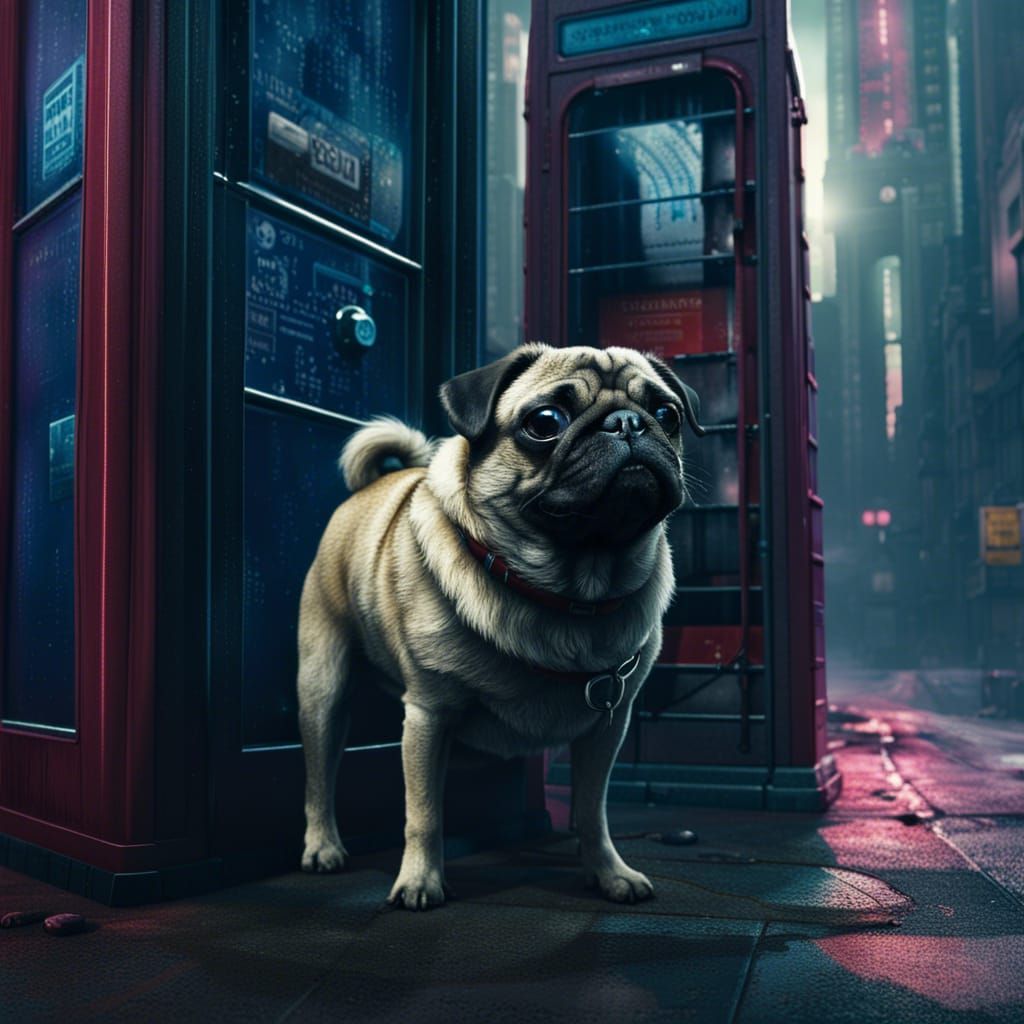 Pug as Neo in The Matrix: Detailed Matte Painting