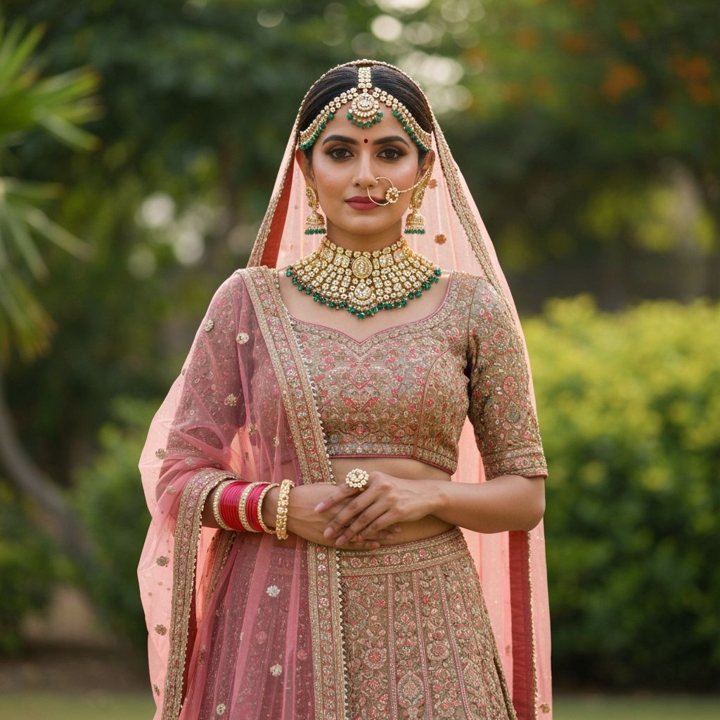 Elegant Indian Bride in Lush Outdoor Setting