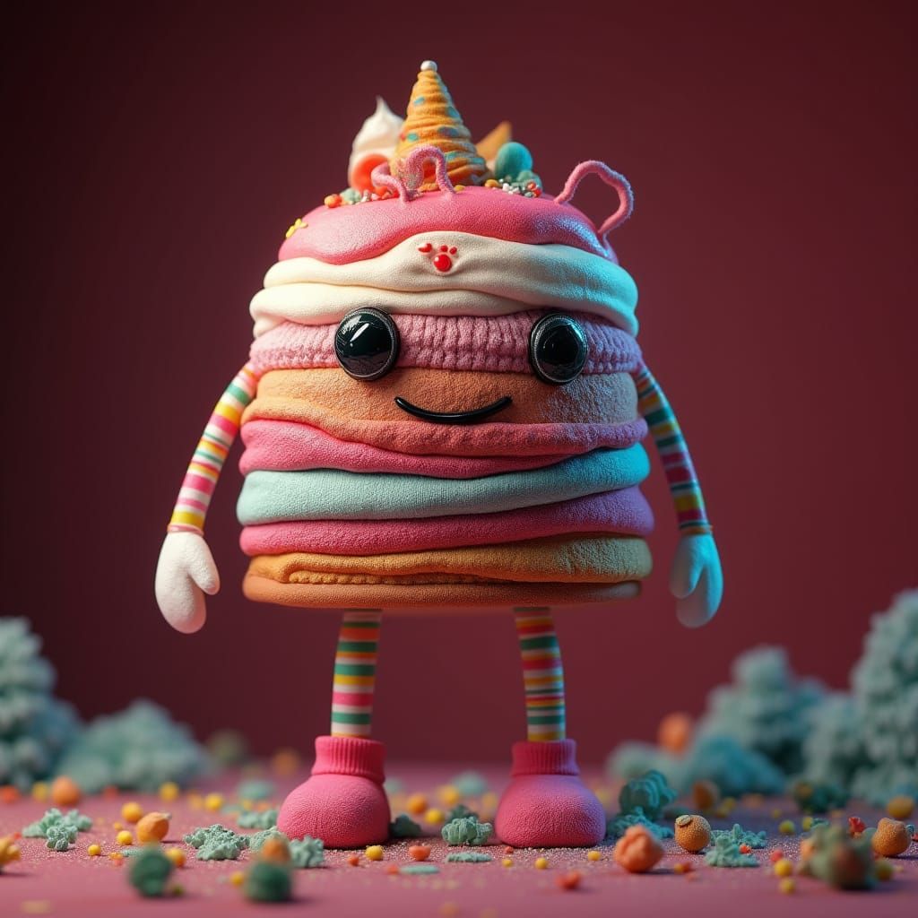 Surreal Cake Entity in a Fantastical Dreamscape