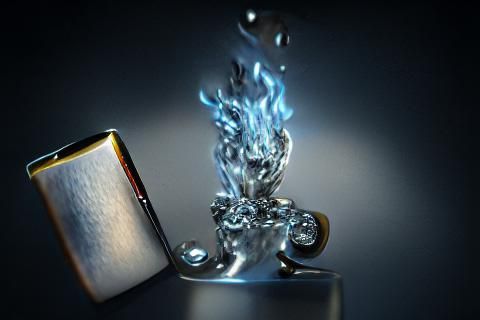 Hyperrealistic Zippo Lighter with Water Flame in Unreal Engi...