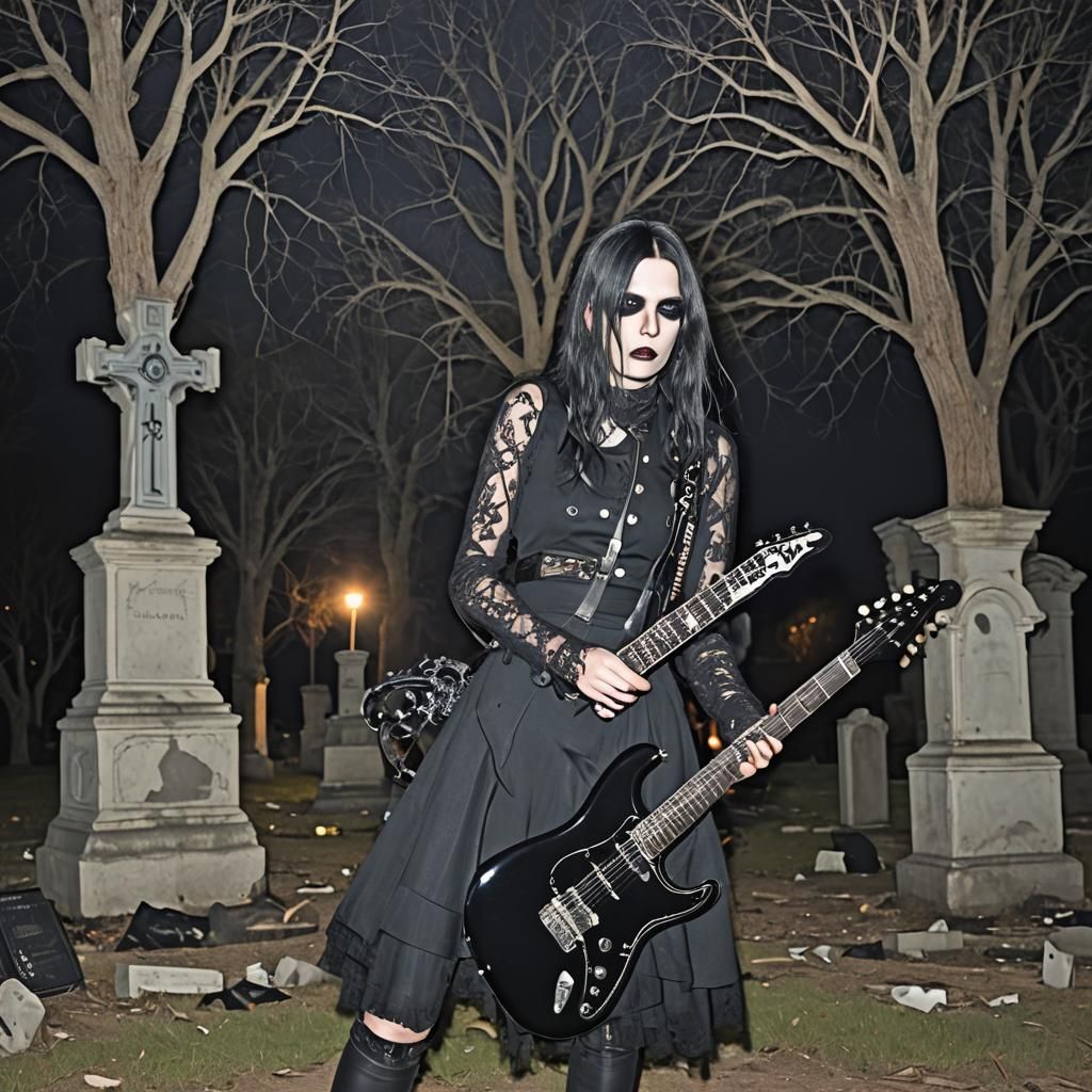 Gothic Glam Rocker Midnight Graveyard Performance
