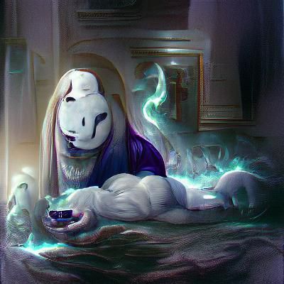 Sinister Toriel Portrait in Dark Fantasy Style