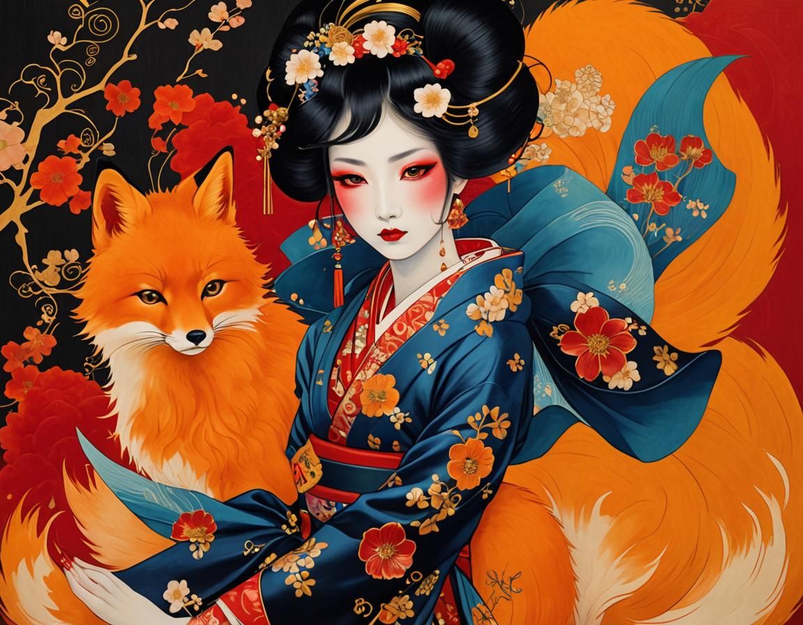 Elegant Geisha Fox Goddess