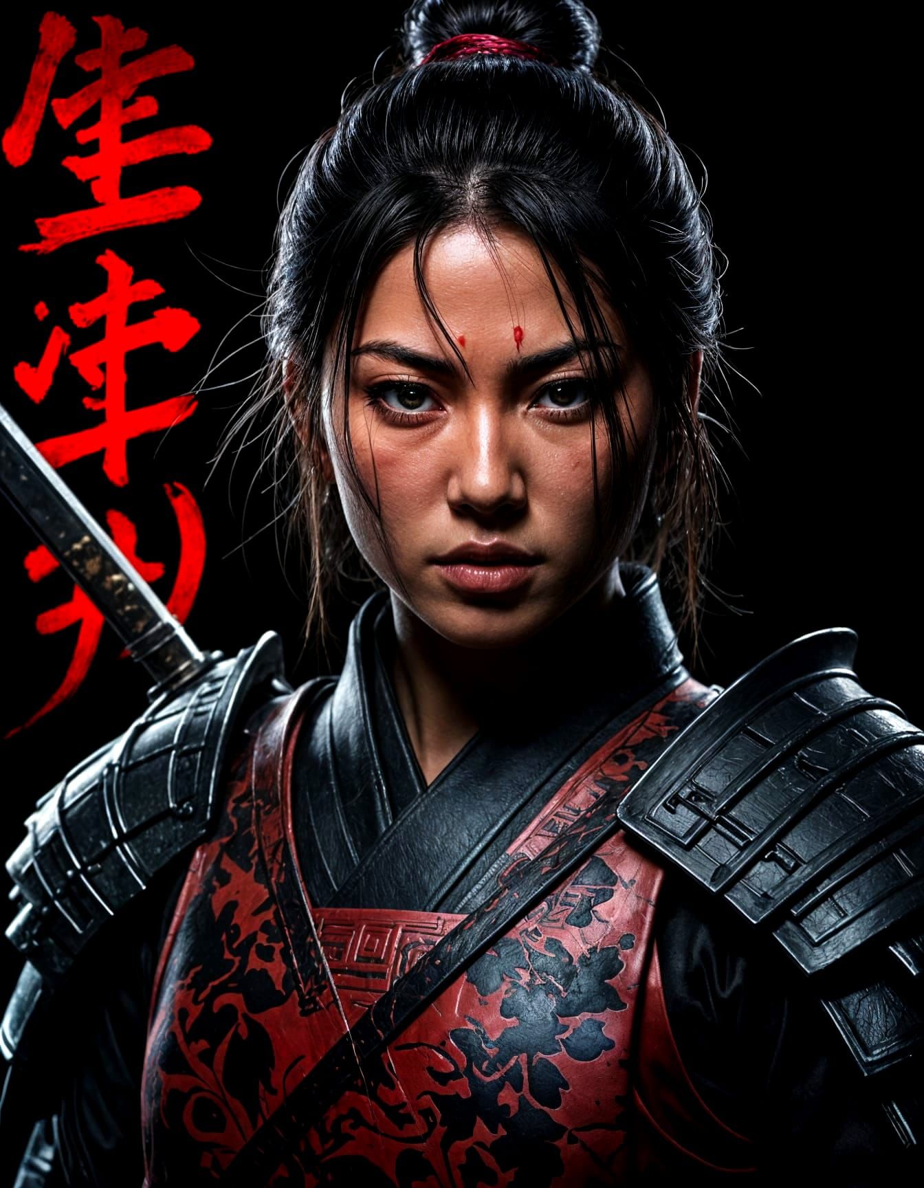 Ethereal Samurai Warrior in Dark Armor